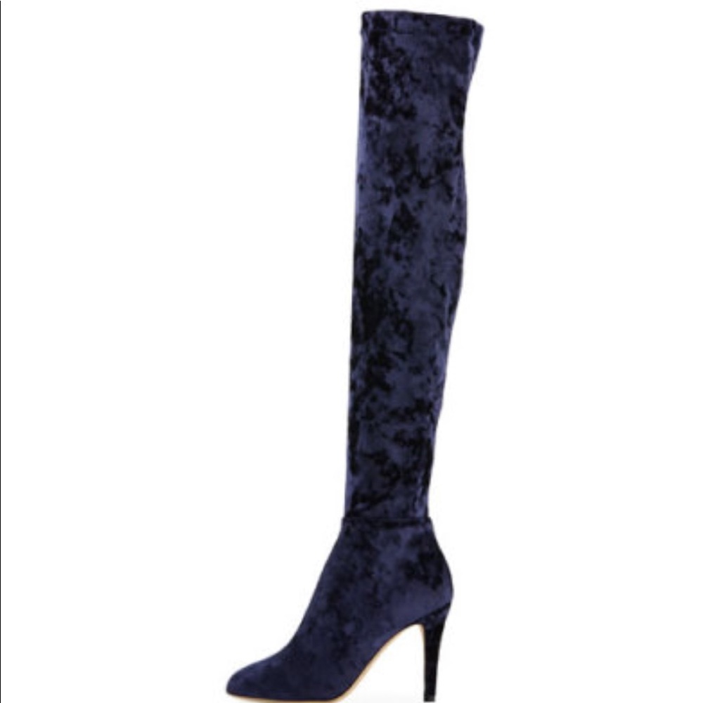 Jimmy Choo Toni Over-The-Knee Stretch-Velvet Boots - Picture 2 of 8